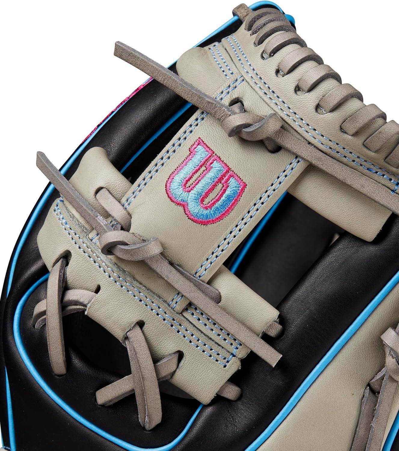 imageWilson Fall 2024 A1000 Infield Baseball GlovesBlackGreyCool BluePink