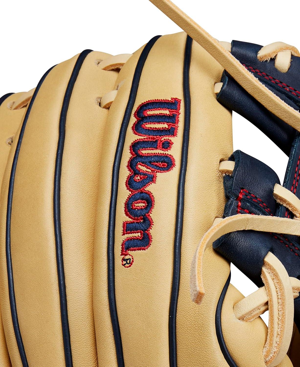 imageWilson Fall 2024 A1000 Infield Baseball GlovesBlondeNavyRed