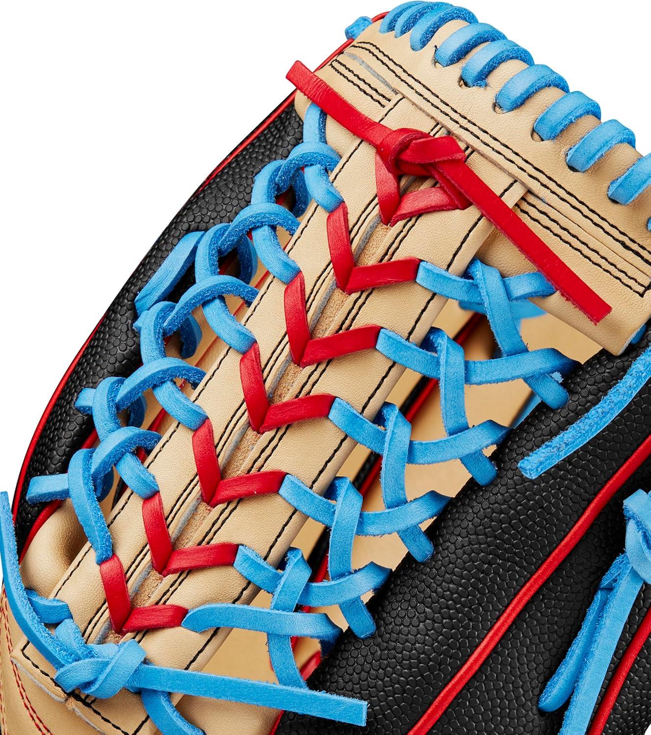 imageWilson Spring 2025 A2000 Baseball GlovesBlackRedSky Blue
