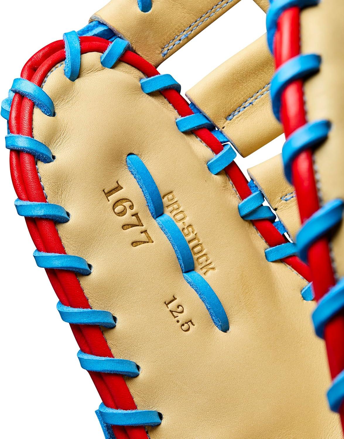 imageWilson Spring 2025 A2000 Baseball GlovesBlondeRedSky Blue