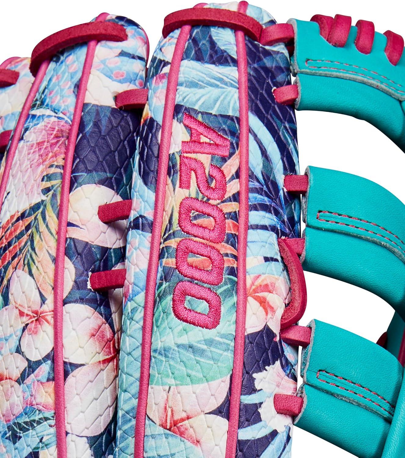 imageWilson Spring 2025 A2000 Baseball GlovesFloralFlamingoTeal