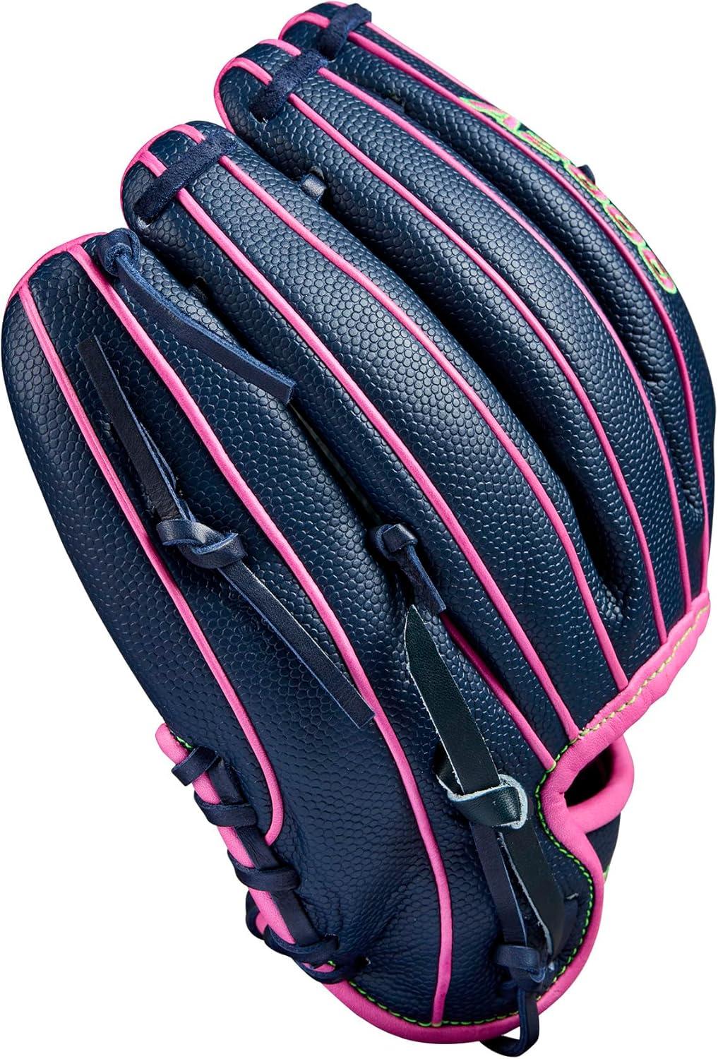 imageWilson Spring 2025 A2000 Baseball GlovesNavyFlamingoNeon Green