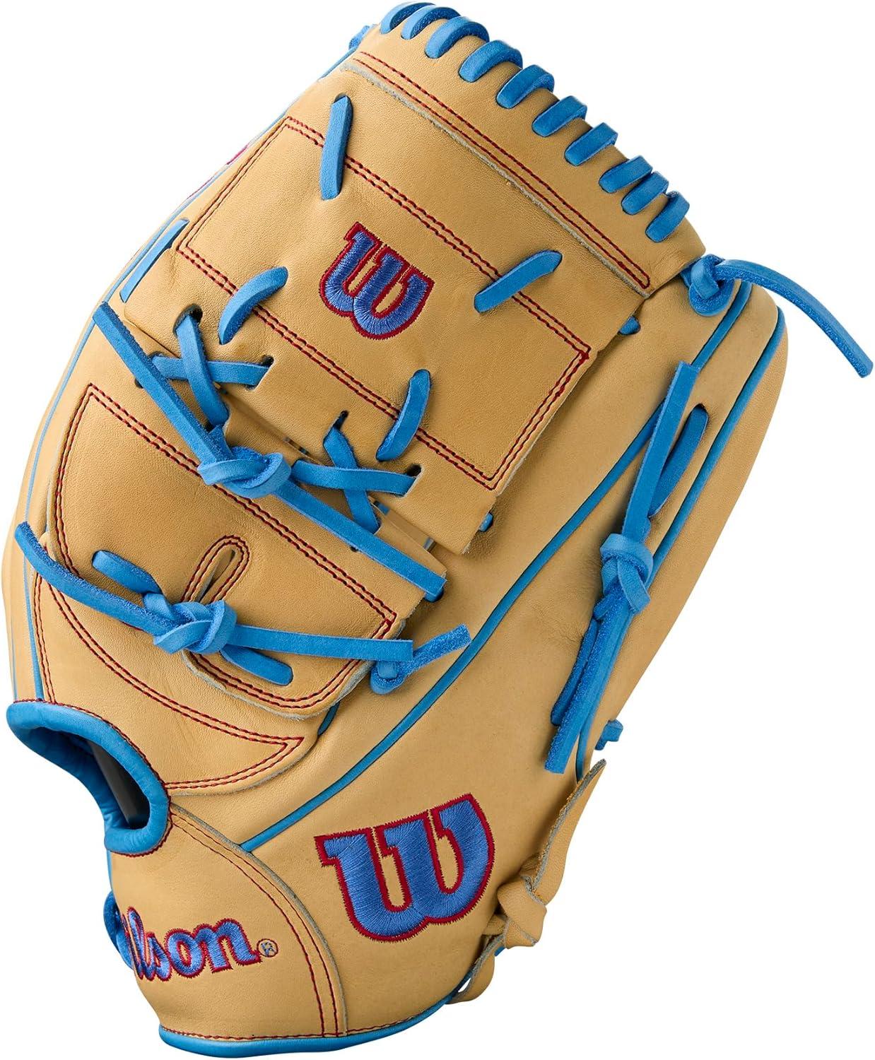 imageWilson Summer 2025 A2000 Baseball GlovesBlondeSky BlueRed