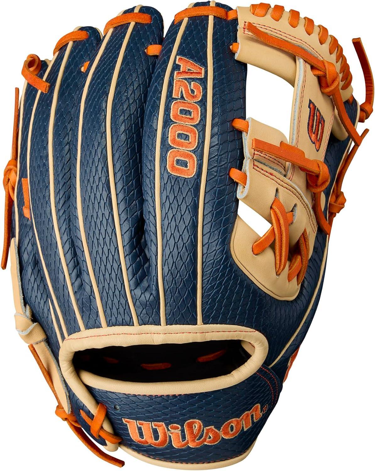imageWilson Summer 2025 A2000 Baseball GlovesNavyBlondeOrange