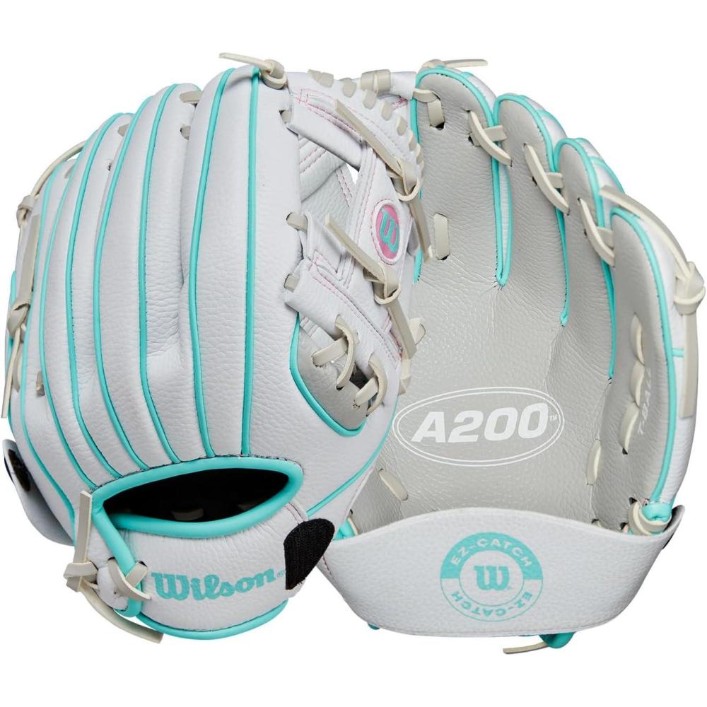 imageWilson A200 Youth Baseball GlovesSilverWhiteTeal