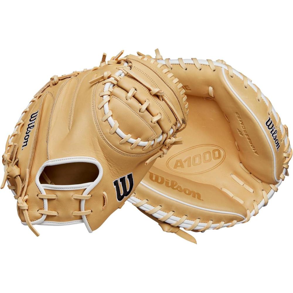 imageWilson Fall 2024 A1000 CM33 33 Baseball Catchers Mitt  BlondeBlackWhite Right Hand Throw