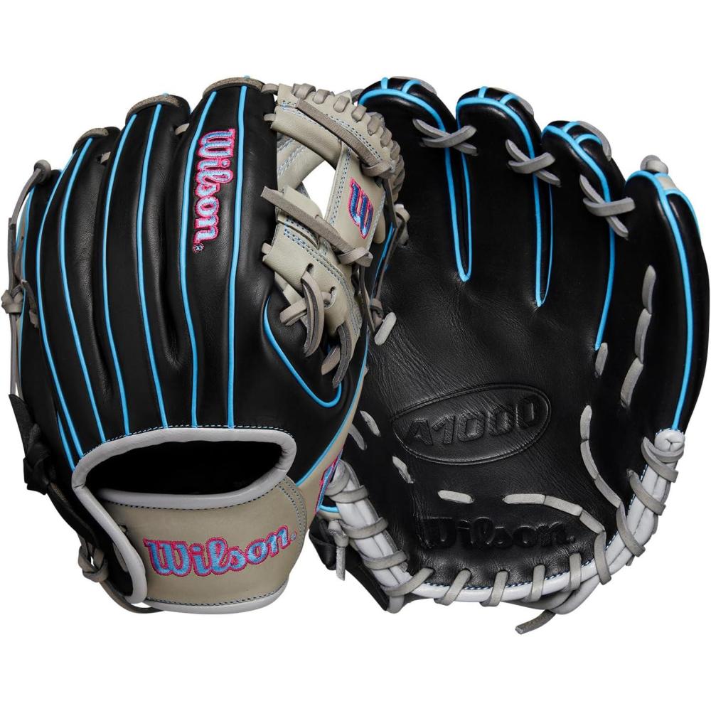 imageWilson Fall 2024 A1000 Infield Baseball GlovesBlackGreyCool BluePink