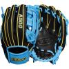 Wilson A500 Youth Baseball Gloves(Black/Cool Blue/Yellow)