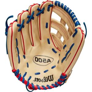 Wilson 2023 A500 Youth Baseball Glove(Blonde/Red/Royal)