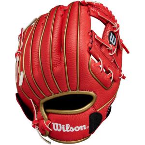Wilson A200 Youth Baseball Gloves(Red/Metallic Gold)