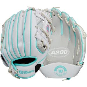 Wilson A200 Youth Baseball Gloves(Silver/White/Teal)