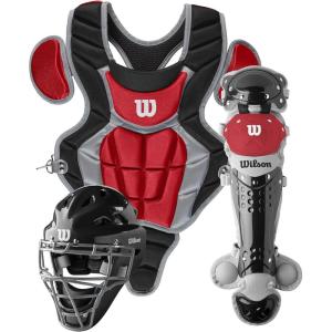 WILSON C200 Youth Catcher’s Gear Kit – Black/Scarlet
