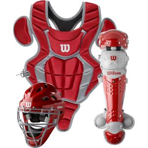 Wilson C200 Youth 3-Piece Catcher’s Gear Set(Scarlet)