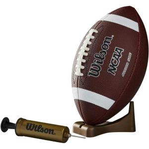Wilson NCAA Supreme Composite Leather Football w/Pump & Tee – Junior Size, Brown(One Size)