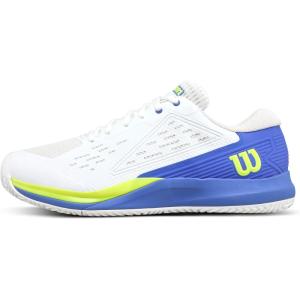 WILSON Rush Pro Ace Pickler Men’s Pickleball Shoes – Men’s US Shoe Sizes, Made for Pickleball Courts(White/Amparo Blue/Safety Yellow)