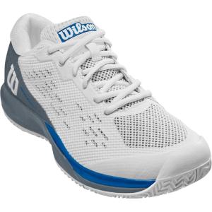 WILSON Rush Pro Ace Pickler Men’s Pickleball Shoes – Men’s US Shoe Sizes, Made for Pickleball Courts(White/Grey/Classic Blue)