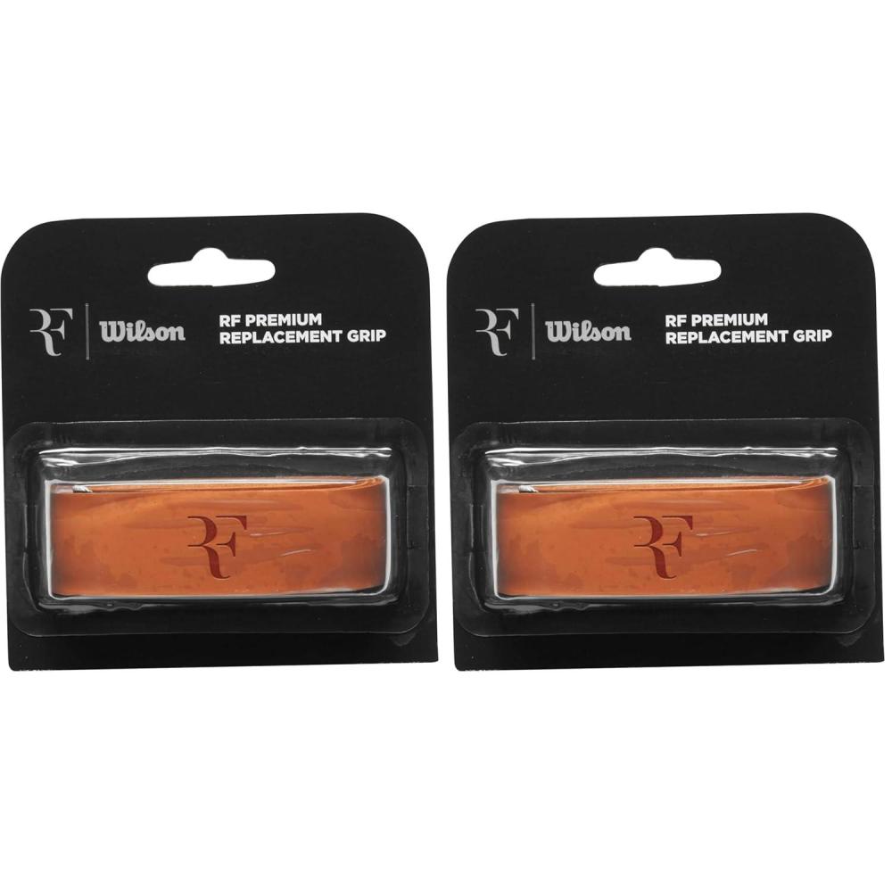 imageWilson RF Leather Tennis Replacement Grip Brown Pack of 2