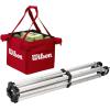 Wilson Teaching Cart Traveler with Red Bag, Holds 150 Tennis Balls, Zippered Top, Foldable Cart, 3.9 x 9.4 x 19.6 in