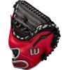 Wilson A500 32″ Youth Baseball Catcher’s Mitt – Right Hand Throw, Black/Red/Grey