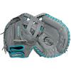 Wilson 2024 A500™ Siren™ 32” Youth Fastpitch Softball Catcher’s Mitt – Right Hand Throw, Grey/Teal/White(32″)