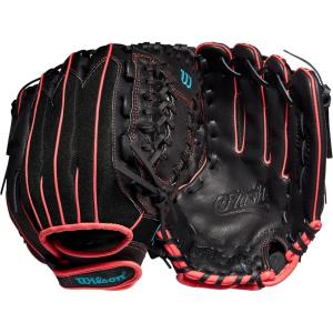 Wilson 2022 A440 Flash 12″ Fastpitch Outfield Glove – Left Hand Throw, Black/Pink/Tropical Blue