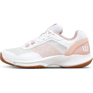 Wilson Womens Women’s Hurakn Pro V2 Padel Shoes(Clear White/Cameo Rose/Gum)