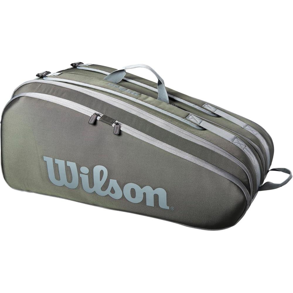 imageWilson Tour Tennis Racket Bag Dark Green and Stone GreyDark Green