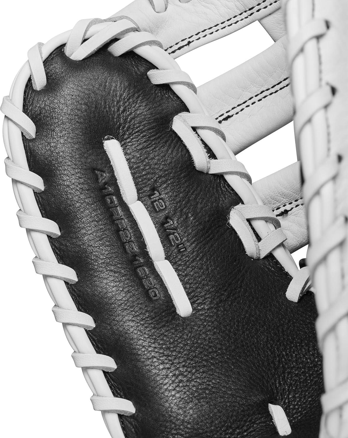 imageWILSON 2024 A1000 1620 125 Fastpitch Softball First Base Mitt BlackWhiteSilverRight Hand Throw