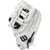 WILSON 2024 A1000 1620 12.5” Fastpitch Softball First Base Mitt – Black/White/Silver(Right Hand Throw)