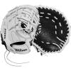 WILSON 2024 A1000 1620 12.5” Fastpitch Softball First Base Mitt – Black/White/Silver(Right Hand Throw)
