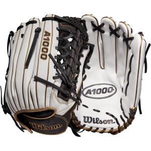 Wilson 2022 A1000 T125 12.5″ Fastpitch Outfield Glove – Right Hand Throw, White/Black/Metallic Gold