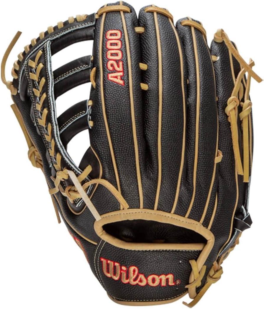 imageWilson A2000 Outfield Baseball Gloves 1225 125 and 1275BlackSaddle Tan