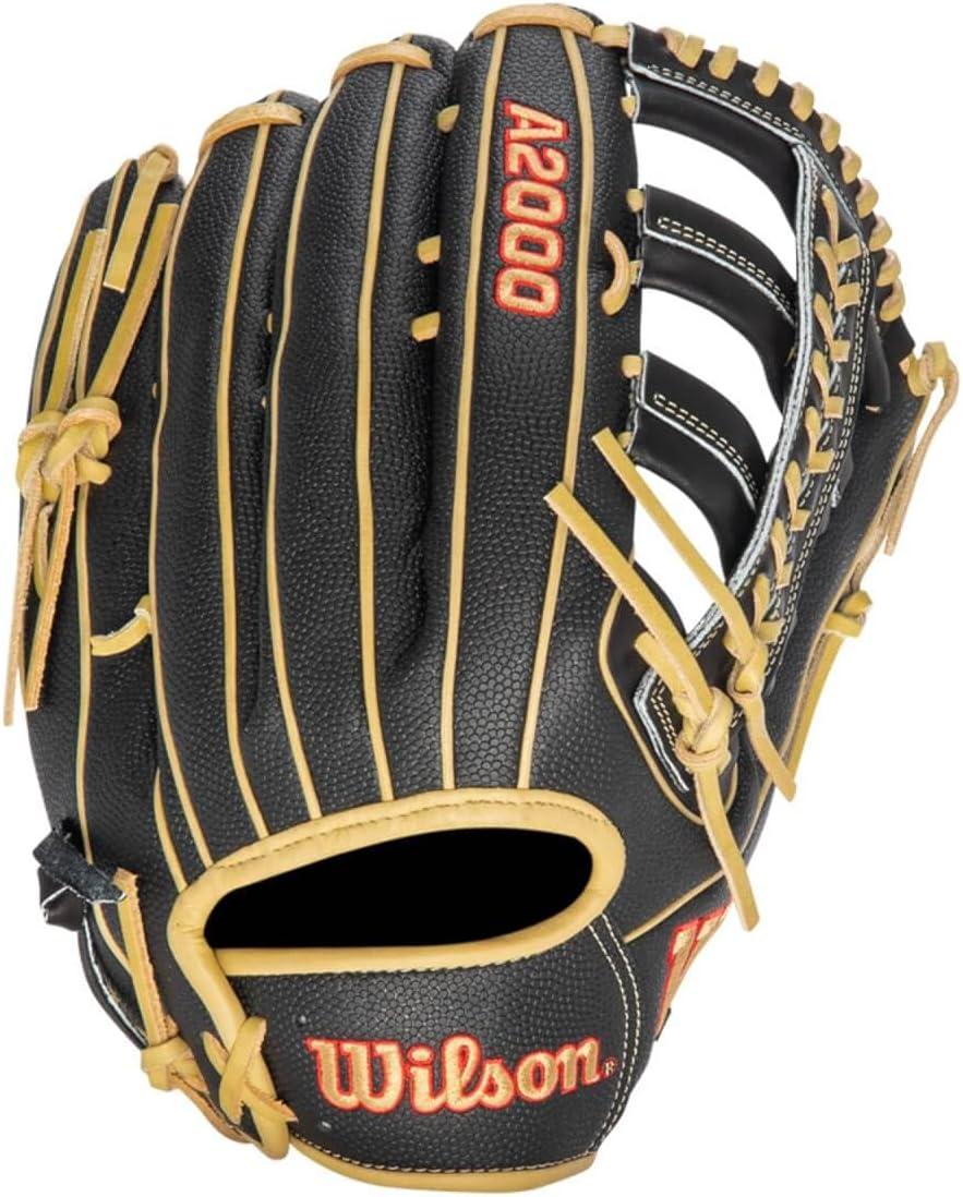 imageWilson A2000 Outfield Baseball Gloves 1225 125 and 1275BlackSaddle Tan