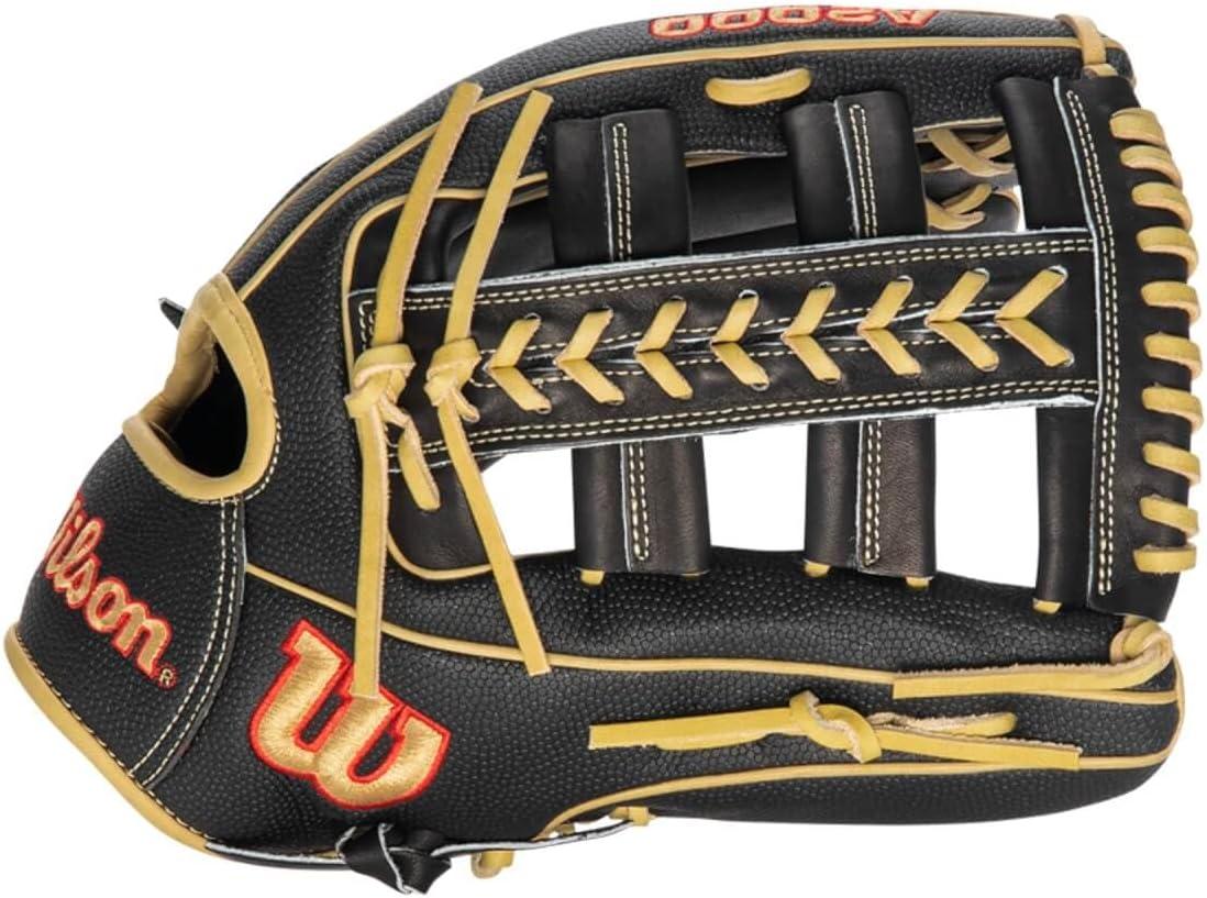 imageWilson A2000 Outfield Baseball Gloves 1225 125 and 1275BlackSaddle Tan