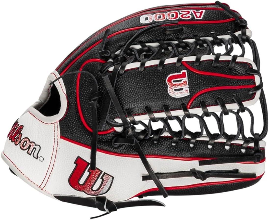 imageWilson A2000 Outfield Baseball Gloves 1225 125 and 1275BlackWhiteRed