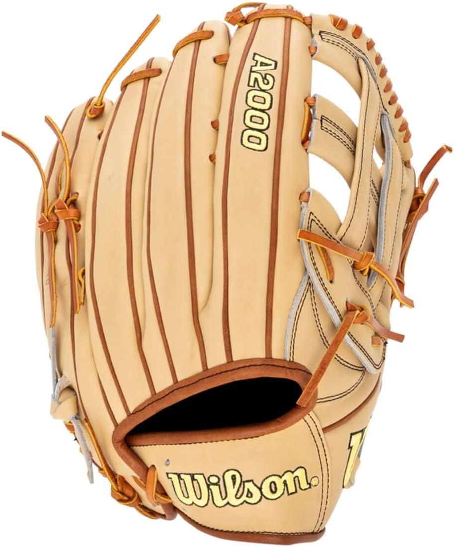 imageWilson A2000 Outfield Baseball Gloves 1225 125 and 1275BlondeSaddle Tan