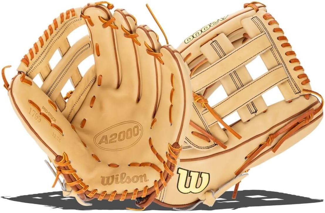 imageWilson A2000 Outfield Baseball Gloves 1225 125 and 1275BlondeSaddle Tan