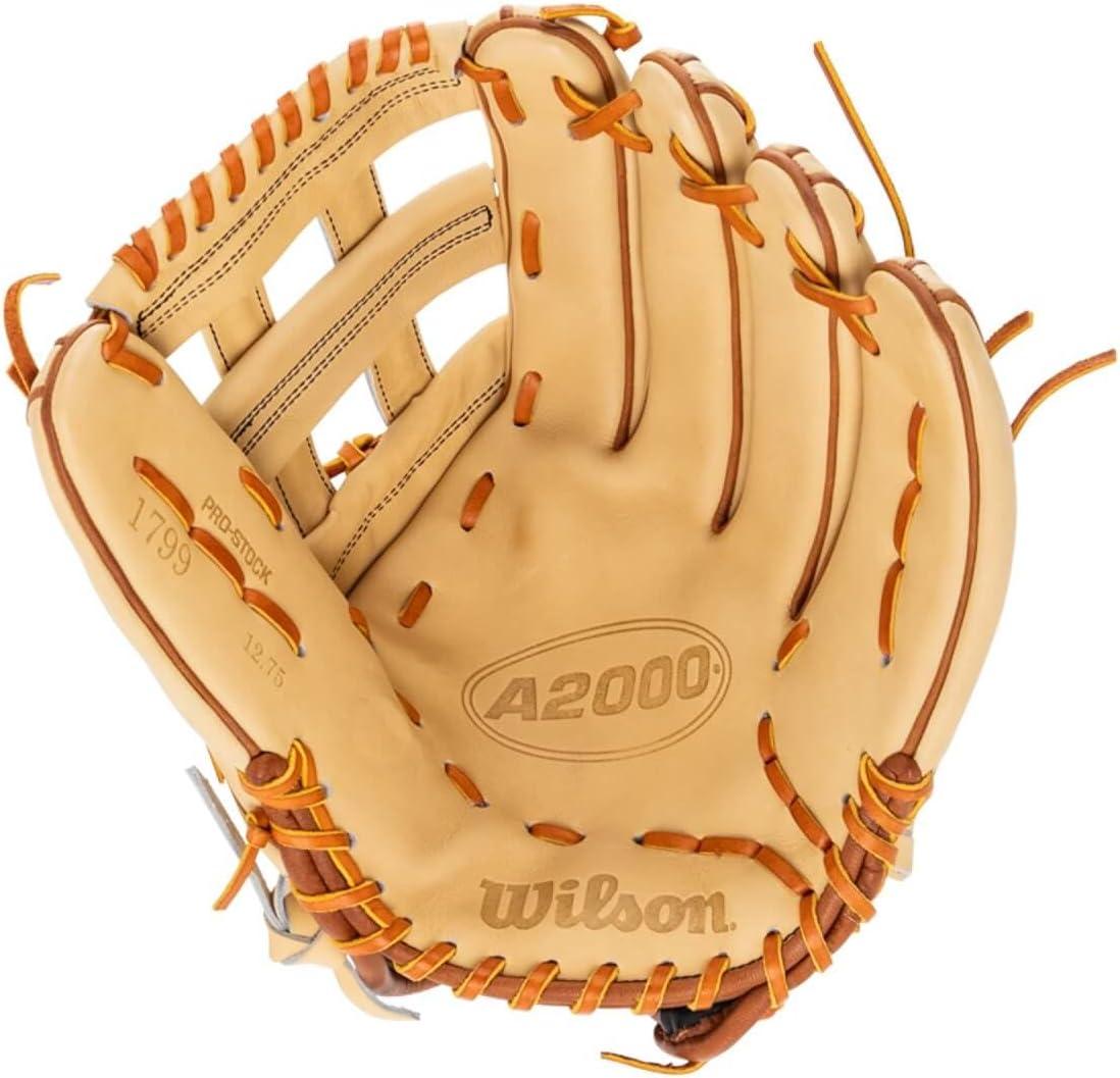 imageWilson A2000 Outfield Baseball Gloves 1225 125 and 1275BlondeSaddle Tan