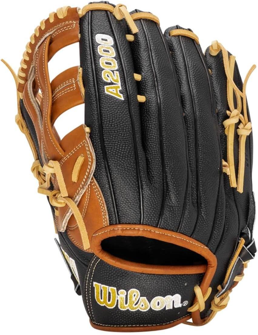 imageWilson A2000 Outfield Baseball Gloves 1225 125 and 1275Saddle TanBlack