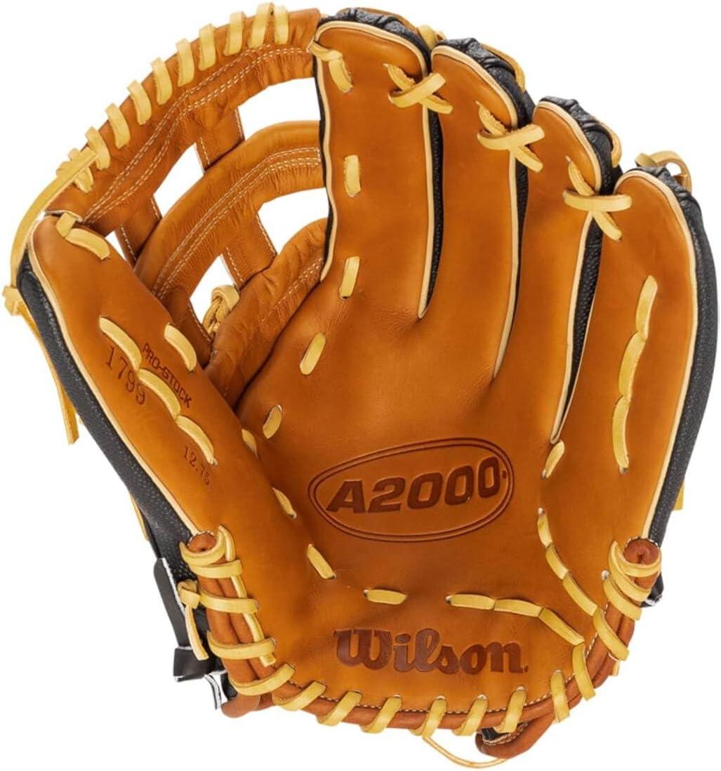imageWilson A2000 Outfield Baseball Gloves 1225 125 and 1275Saddle TanBlack
