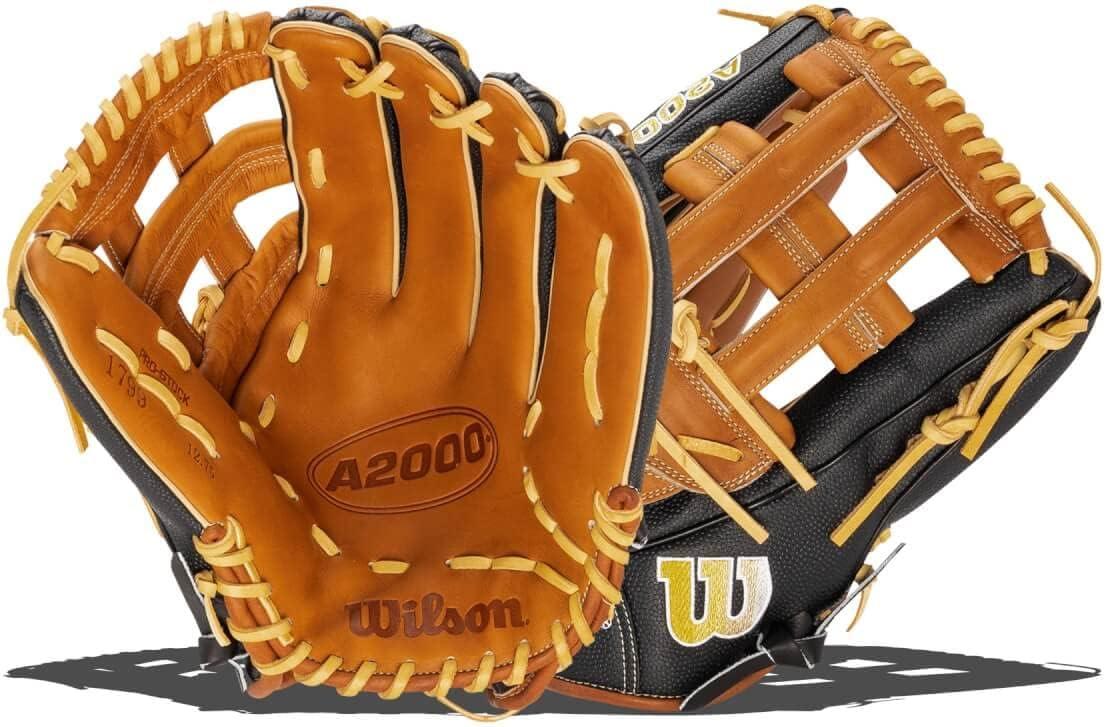 imageWilson A2000 Outfield Baseball Gloves 1225 125 and 1275Saddle TanBlack