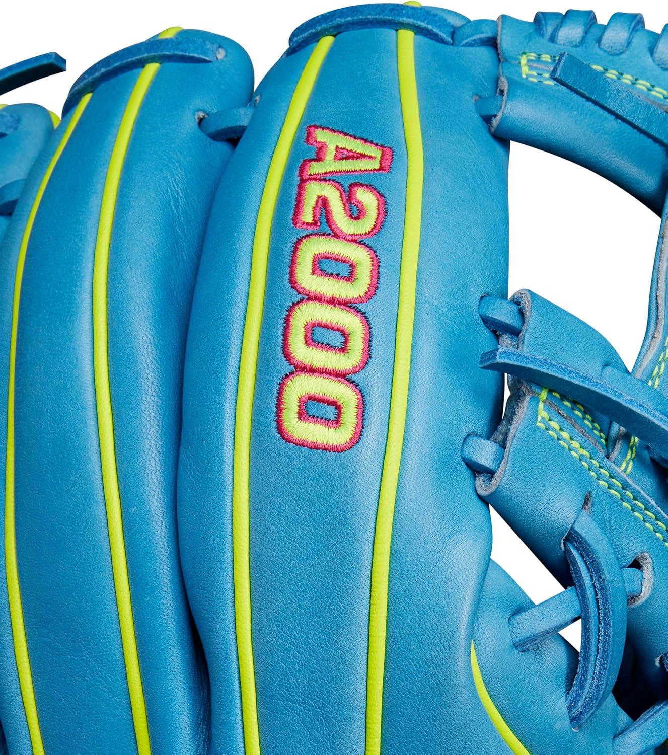imageWilson Fall 2024 A2000 Baseball GlovesSky BlueOptic Yellow