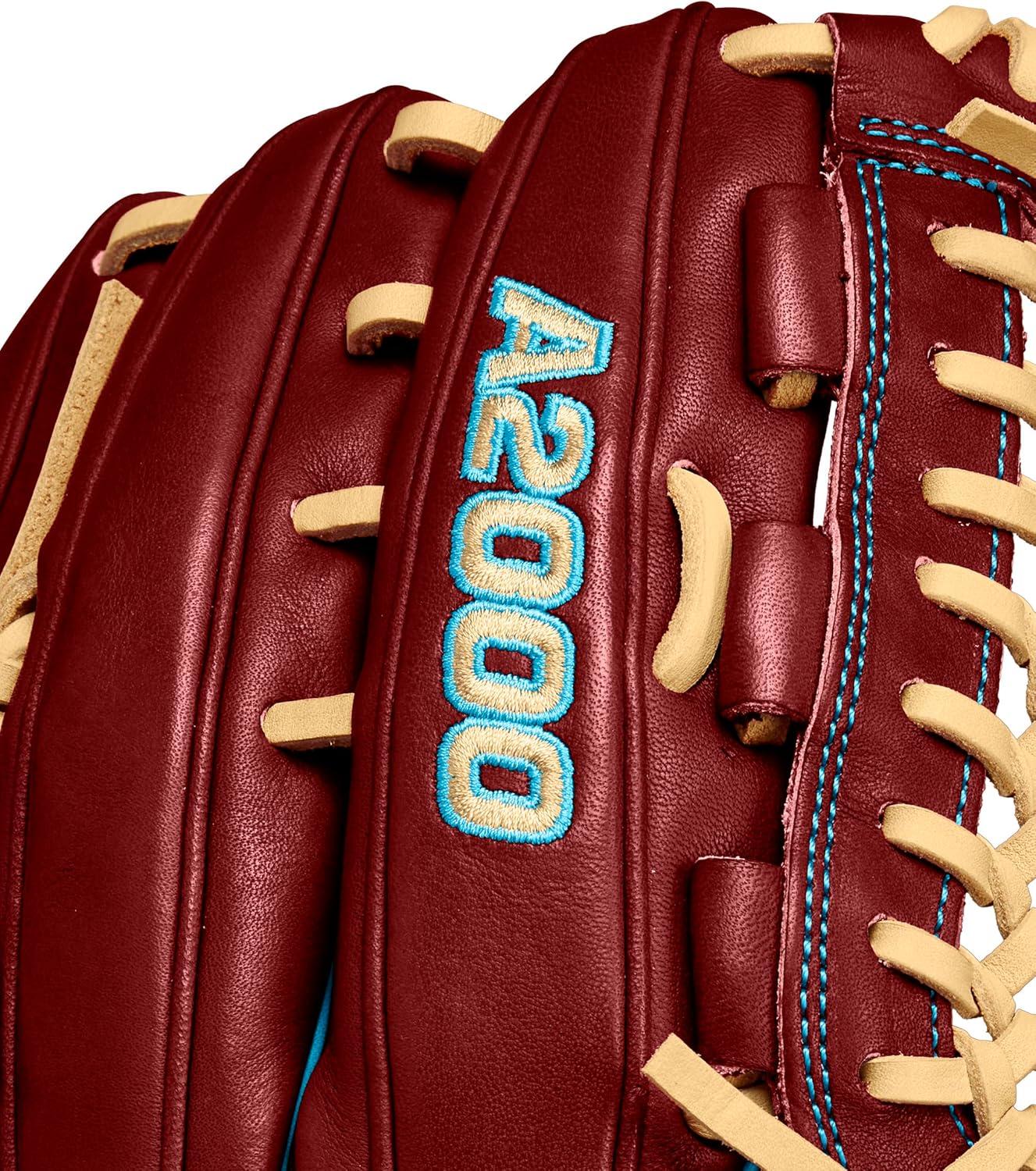 imageWilson Winter 2024 A2000 Baseball GlovesBrickTropical BlueXBlonde