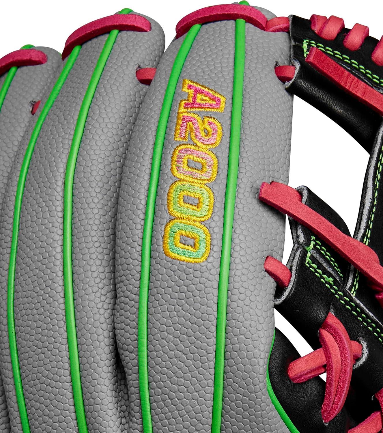 imageWilson Winter 2024 A2000 Baseball GlovesGreyGreenPink