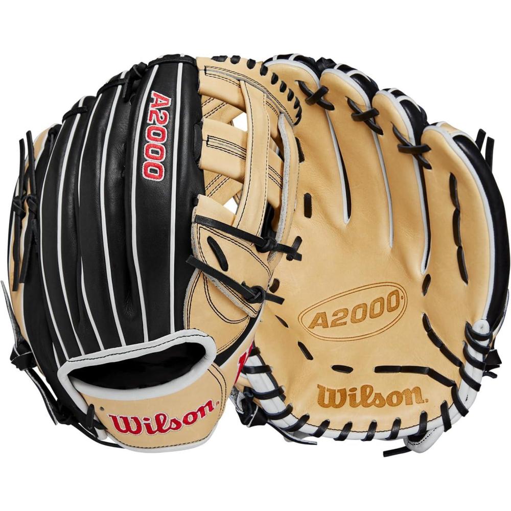 imageWilson A2000 Outfield Baseball Gloves 1225 125 and 1275BlackBlondeRed