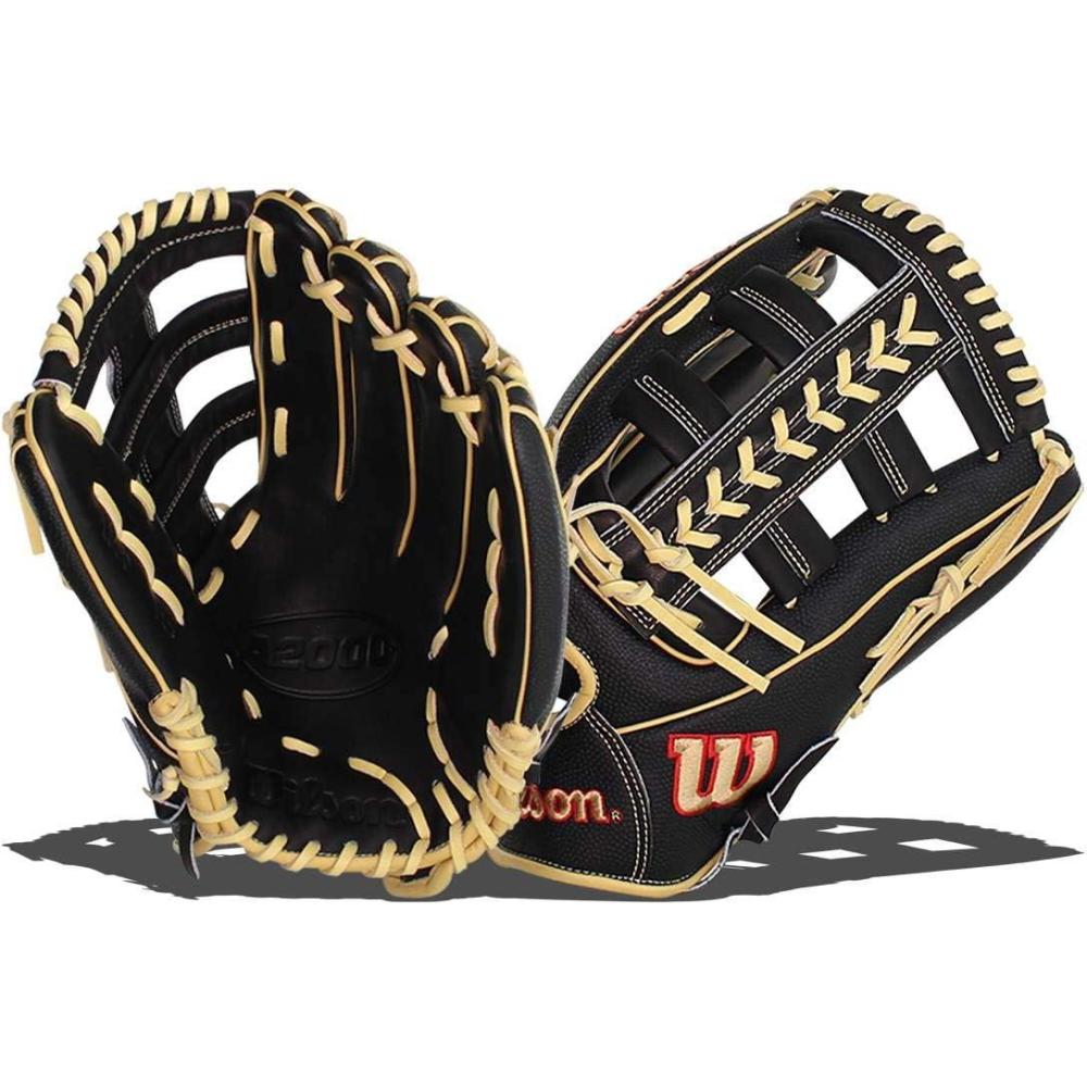 imageWilson A2000 Outfield Baseball Gloves 1225 125 and 1275BlackSaddle Tan
