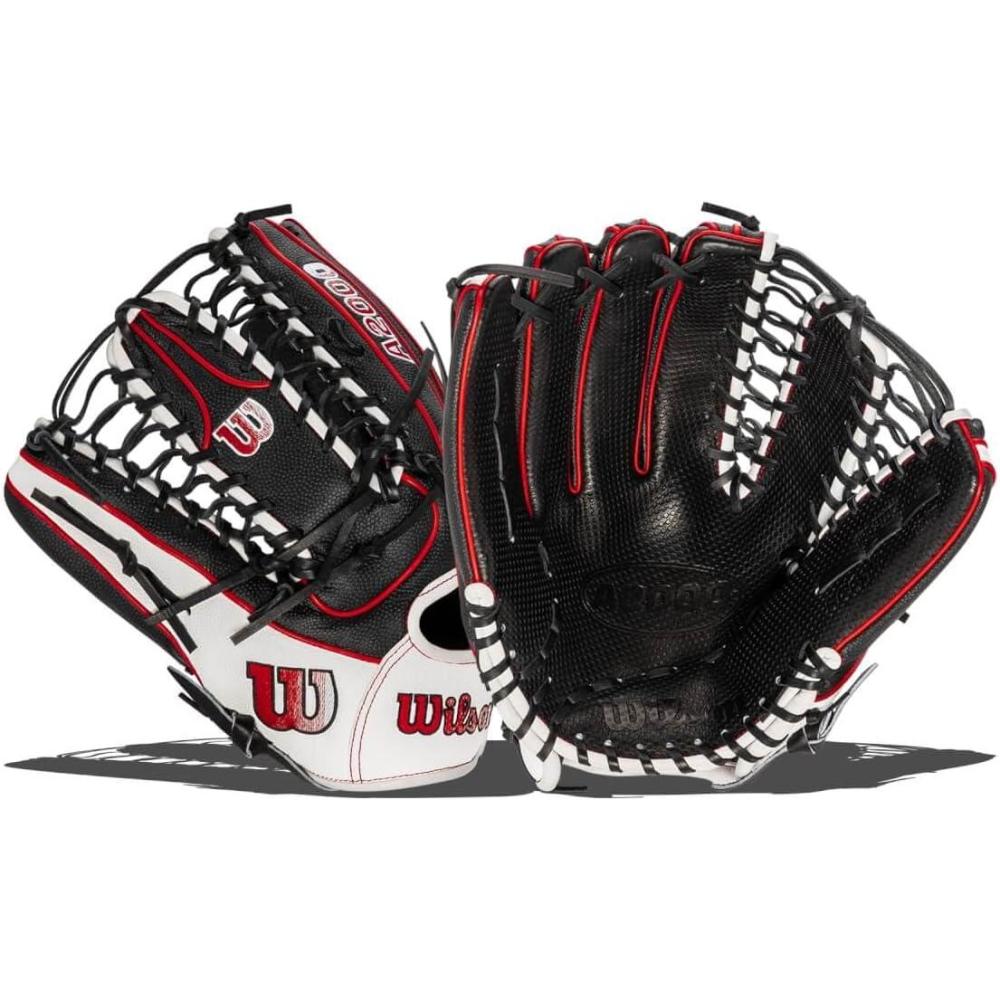 imageWilson A2000 Outfield Baseball Gloves 1225 125 and 1275BlackWhiteRed