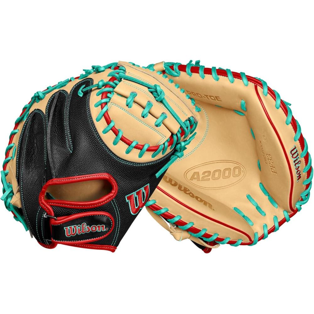 imageWilson Fall 2024 A2000 Baseball GlovesBlackBlondeRedTeal