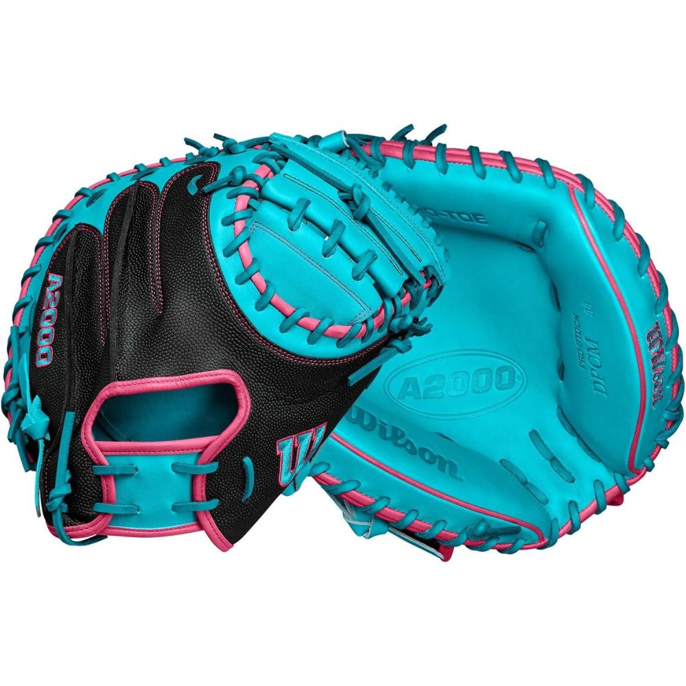 imageWilson Fall 2024 A2000 Baseball GlovesBlackTealFlamingo