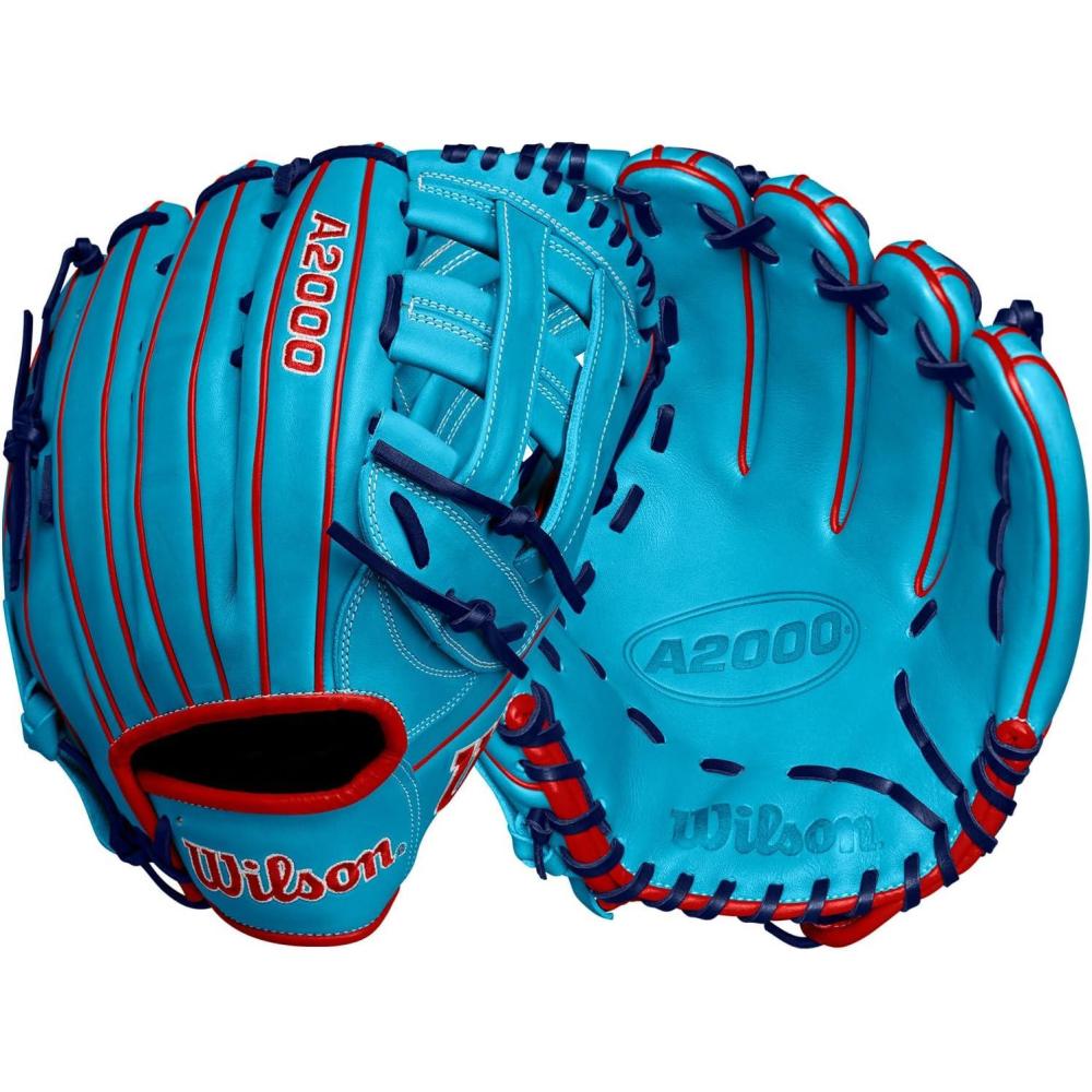 imageWilson Fall 2024 A2000 Baseball GlovesSky BlueRed